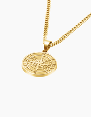 Compass necklace gold plated